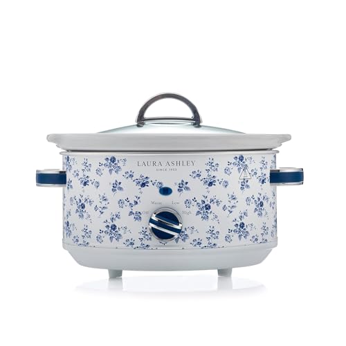 Olla de Cocción Lenta Laura Ashley 3.5L con Estampado China Rose by VQ   Olla Lenta Para 4 5 Personas   Olla Electrica Lnergéticamente Eficiente Con 3 Ajustes de Calor   Arrocera Con Tapa de Cristal