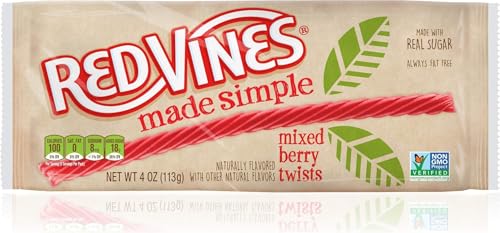 Red Vines Made Simple Licorice, Mixed Berry Flavored Twists, 4oz Tray (12 Pack), Soft & Chewy Candy, Assorted (50204) - image 1