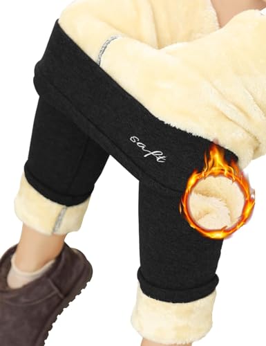 Yuson Girl Leggins Termicos Mujer Invierno Mallas Termicas Cintura Alta Pantalon Térmico Elásticos Pantalones Leggings con Forro Polar Thick Warm Fleece Lined Leggings Cachemira(Negro, M)