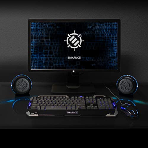 image for ENHANCE SL2 USB Gaming Speakers for PC with LED Blue Light, 3.5mm Wire