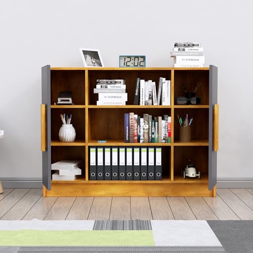 Image of Bniture Storage Cabinet Wooden Sideboard for Living Room with 3 Shelf and 2 Door Multipurpose Book Shelf Storage Organizer Cabinet for Office Home Hallway Drawing Room Bedroom |Giant Wood & Slate Grey