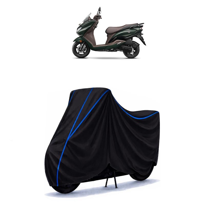 Image of Scooty Cover Water Resistant for Burgman Street | Universal Scooter & Bike Cover | Heavy Duty UV Dust, Rain & Scratch Protection Weather Indoor Outdoor | Black with Blue Piping