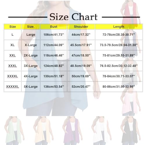 Plus Size Sleeveless Cardigans for Women Summer Open Front Waterfall Cardigans with Pockets Ladies Solid Plain Loose Casual Cover Ups Oversized Dressy Tops - Image 3