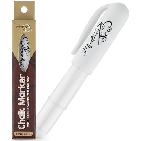 Madam Sew Fabric Chalk Markers for Sewing & Quilting | Refillable Tailors Chalk for Fabric Marking with Dosing Wheel | Sewing Chalk for Fabric Ideal for Marking on Cotton, Knit, Suede (White) Cover