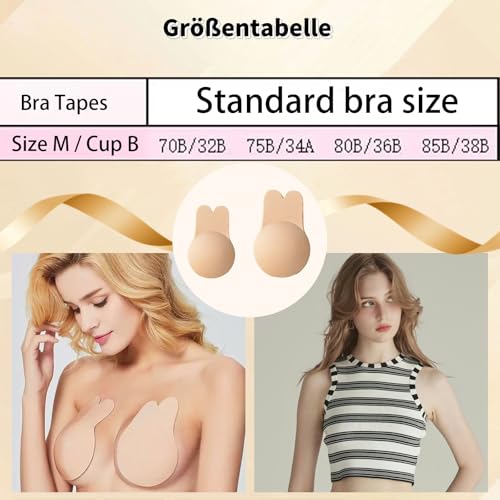 Unsichtbarer Klebe BH Push-Up, Rückenfrei & Trägerlos, Nacktfarbe Größe M B-Cup, Hautfreundlich Wiederverwendbarer Sticky Bra für Damen, Ideal Passend Zu Hochzeitskleid, Abendkleid Und Festlicher