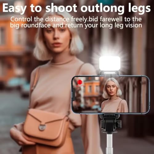 Image of SooPii Selfie Stick Tripod with Fill Light, 7.5-28inch Phone Tripod Stand with Wireless Remote, 3 in 1 Multifunctional Extendable Selfie Stand, Gimbal Mobile Stick Perfect for Selfies /Live Streaming