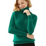Herbst Winter Damen High-Neck Reines Kaschmir Pullover Dicker Lose Pullover 100% Wolle Strick Base Pullover GN M