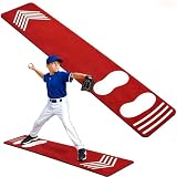 Trainer Mat Baseball Pitching Mat for Softball & Baseball Practice, Non-Slip Throwing Trainer with Foot...