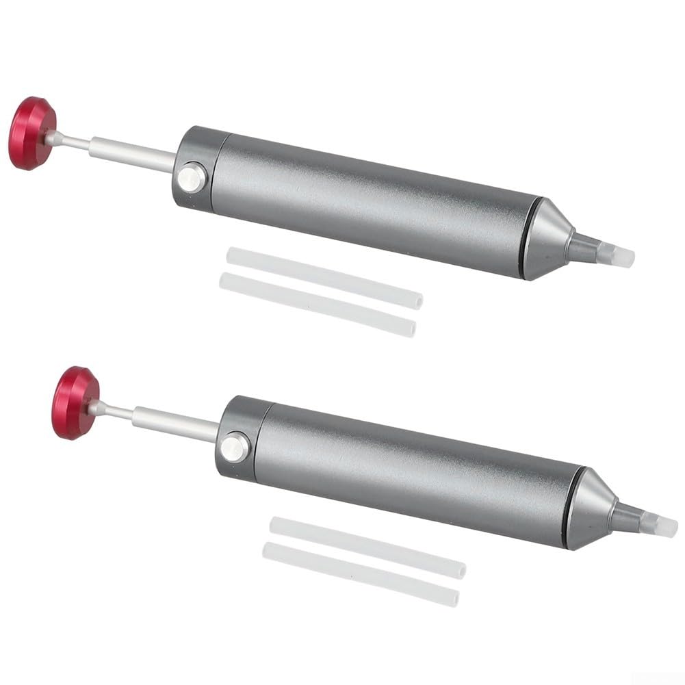 Bombas desoldadoras de aleación de aluminio 2 piezas con tubos de silicona, pluma de succión de soldadura portátil para placa de circuito y mantenimiento de componentes electrónicos