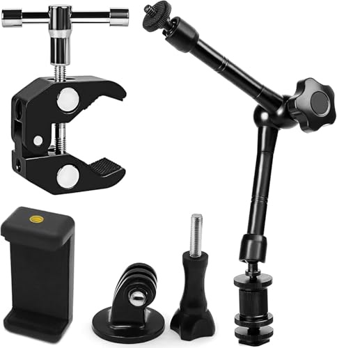 Image of Niewalda Magic arm Camera Mount ,articulating arm- 11 Inch Metal Adjustable Friction Articulated arm with Super Clamp /Phone Clip, for Various Action Camera /DSLR /LCD Monitor /LED Lights /Cell Phone