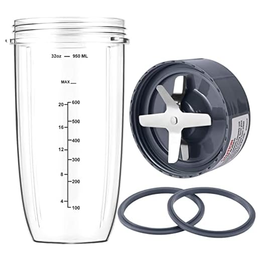 New Blender Cup and Blade Replacement Parts 32oz Cup and Extractor Blade and 2 Rubber Gaskets 4-Piece Compatible with NutriBullet High-Speed Blender/Mixer System 600W/900W Series