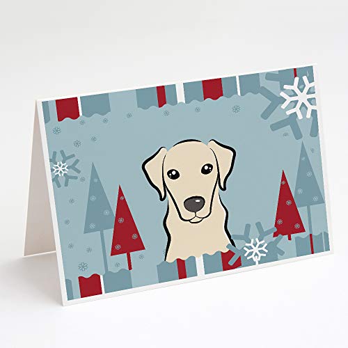 Caroline's Treasures BB1718GCA7P Winter Holiday Yellow Labrador Greeting Cards and Envelopes Pack of 8 Blank Cards with Envelopes Whimsical A7 Size 5x7 Blank Note Cards