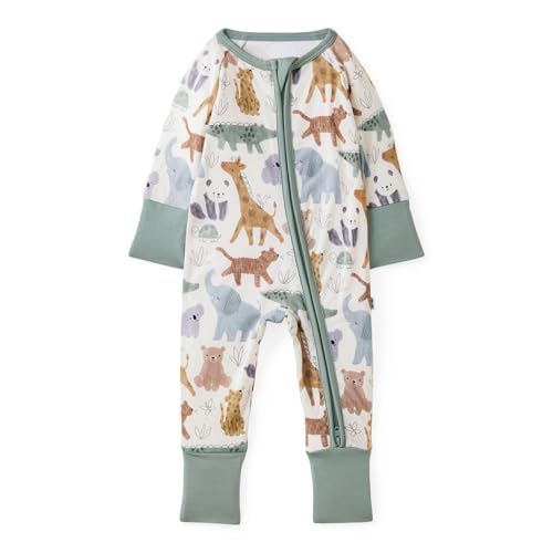 Little Sleepies Newborn Pajamas Viscose from Bamboo Baby Pajamas Boys & Girls Preemie & Newborn Sleepers 2-Way Zipper PJs Sweet Safari 3-6M