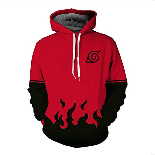 Hojoo 3D Sudadera con Capucha Jersey Bolsillo Grande Anime Cosplay Cremallera Naruto M