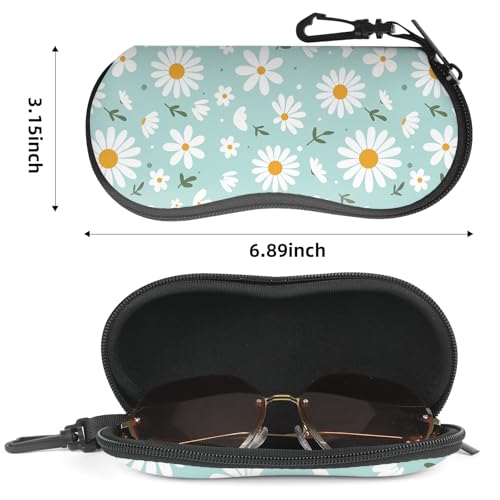 Image of Sunglasses Soft Case, Cute Ultra Light Portable Neoprene Zipper Eyeglass Glasses Case with Belt Clip for Men Women