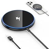 Cargador mag Safe, 15W Cargador Inalámbrico Magnético Compatible con iPhone 15/14/14 Plus/14 Pro Max/13/13 Mini/13 Pro/13 Pro Max/12, Wireless Charger para Samsung Galaxy, AirPads Pro/2/3 -Negro