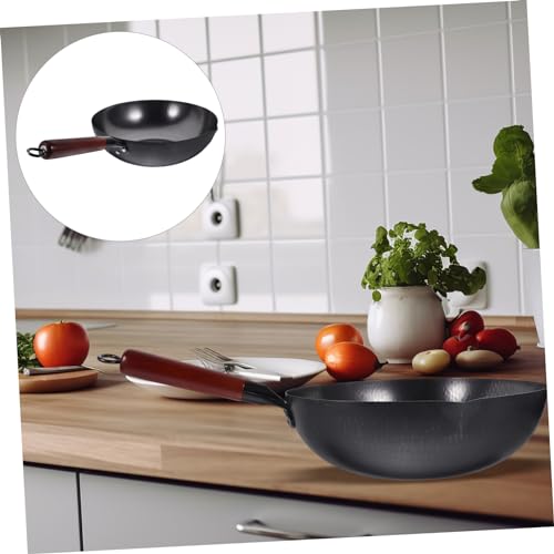 Wok de hierro forjado para cocina y estufa de gas miniatura 3