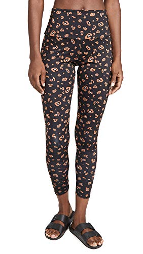Onzie Women's High Basic Midi Leggings, Lovely Leopard, Print, Black, M-L