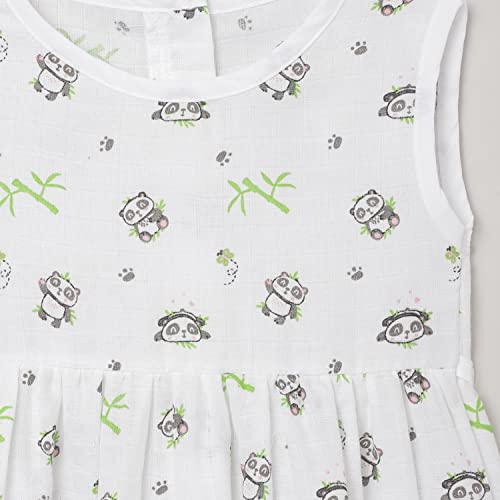 Image of The Boo Boo Club Baby Girls Knee-Length Dress (Tbbc-Mus-Frk-05-01 Black Panda 3 Months-6 Months), White, 3-6 Months