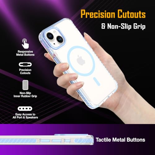 Image of Zapcase Crystal Clear Back case for iPhone 13 | PC Back | TPU Bumper with Inner Rubber Grip | Metal Camera Guard Bezel | Metal Buttons | Scratch Resistant Cover | 2 Layer Edge Protection | Light Blue