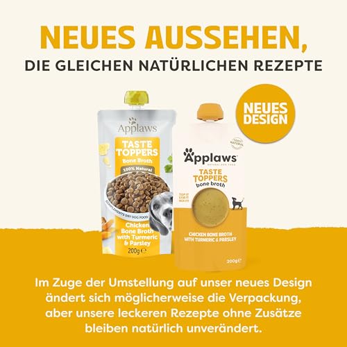 Applaws Taste Toppers 100% natürliche Hundefutter Topper, Hühnerbrühe für trockene Hundefutter 6 x 200g Beutel