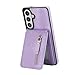 for Samsung Galaxy S26 Detachable Wallet Compatible with Magsafe Wireless Charging Case with Card Holder,Zipper Pocket,Kickstand 2 in 1 Shockproof Case(Purple)