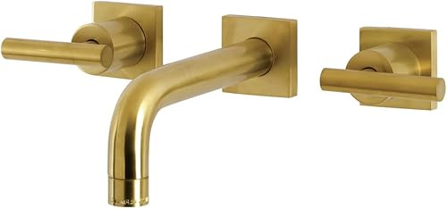 Kingston Brass KS6127CML Manhattan Two-Handle Wall Mount Bathroom Faucet, Brushe