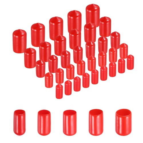Tapas protectoras de goma rojas uxcell para roscas de tornillo (100 unidades de varios tamaños) 2