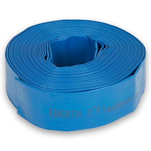 EBERTH 2' Flachschlauch Gartenschlauch für Pumpen in 20m Länge, 2 Zoll, 52mm Durchmesser, flexibel, widerstandsfähiges PVC, Industrieschlauch, Wasserschlauch zur Bewässerung, in blau