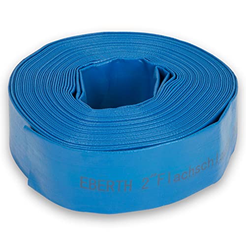 EBERTH Manguera plana de 2 pulgadas para bombas de 20 m de longitud, 52 mm de diámetro, flexible, resistente PVC, manguera industrial para riego, color azul