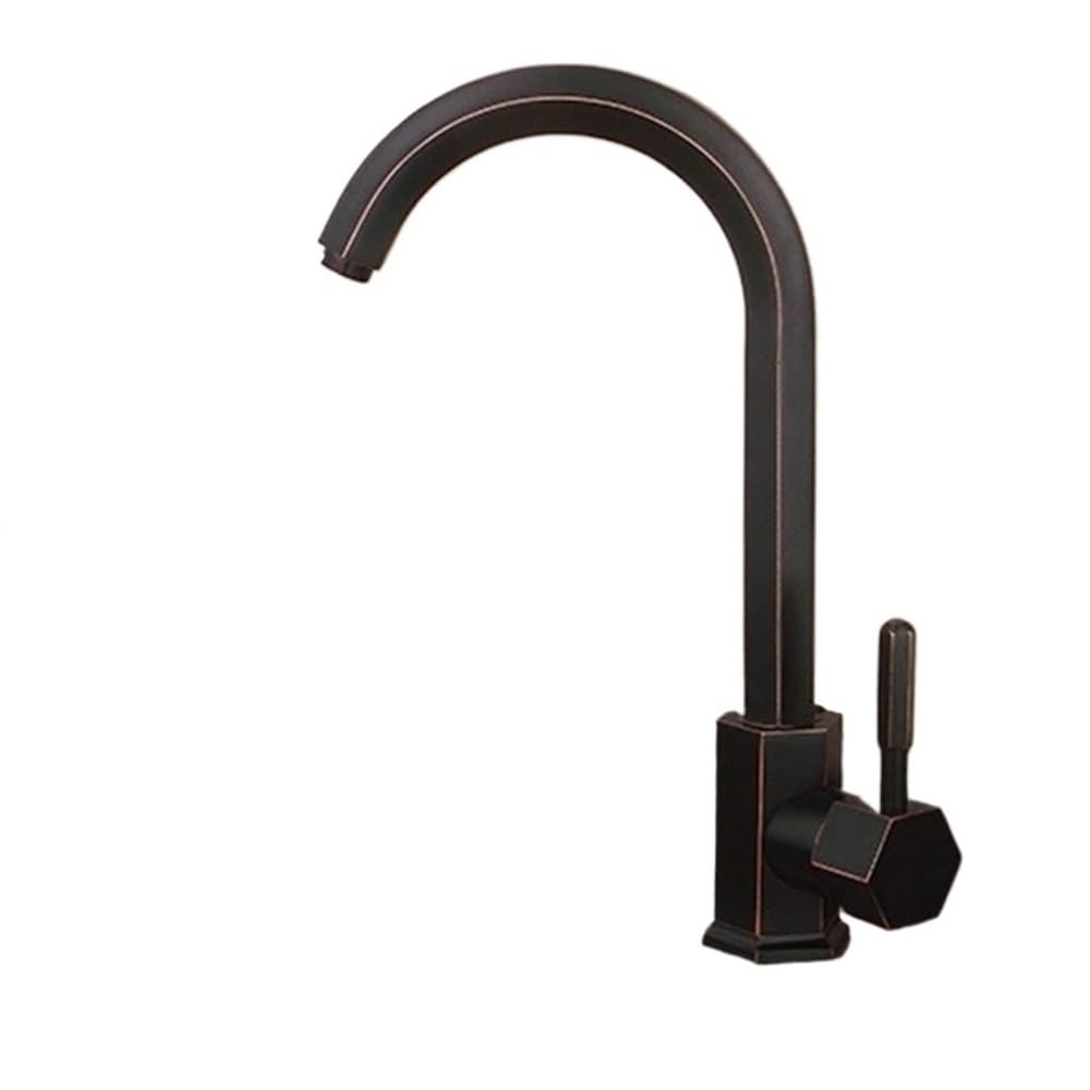 Robinet de cuisine noir mitigeur monotrou eau chaude froide bec plat XT-46