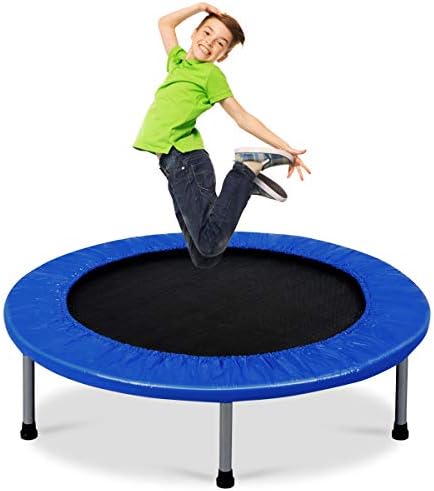 GYMAX 38 Mini Trampoline with Padding, Folding Rebounder Kids Junior Fitness Exercise Bouncer for Indoor Outdoor 150KG Capacity