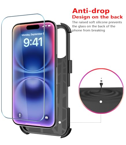 Image of Diverbox for iPhone 16 Plus Case [Compatible with MagSafe][Shockproof] [Dropproof][Tempered Glass Screen Protector + Camera Protectors] Heavy Duty Protection Cover for iPhone 16 Plus (Magnetic Black)