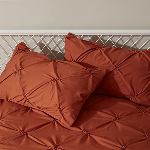 Anluoer King Comforter Set -Pintuck Down Alternative Comforter With 2 Pillow Shams, Soft King Size Bedding Comforter Sets Lightweight All Season (Burnt Orange,102X90 Inches, 3 Pieces) #TOP4