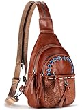 Magibag Sling Bag Crossbody Bags for Women Trendy Leather Fanny Packs Chest Bag Sling Crossbody Backpack for Travel (Chocolate Color)