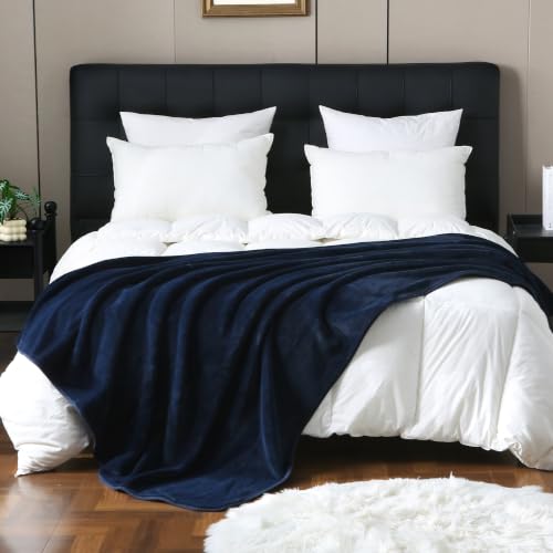 Knitted Thick Milk Velvet Fleece Throw Blanket for Couch Bed Navy, 60"80"