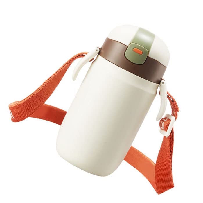 Ejoyous Borraccia in Acciaio Inossidabile, Tazza Termica Sottovuoto con Coperchio e Cannuccia, Bocca Larga, Fondo Antiscivolo, Borraccia da 295 G per Studenti, Spostamenti, Viaggi in Ufficio (360 ml)