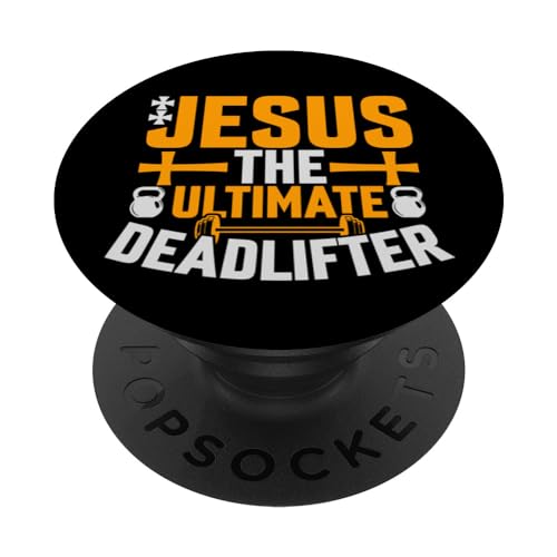 Jesus The Ultimate Deadlifter is Funny Jesus Lifting Gym PopSockets Swappable PopGrip, Black