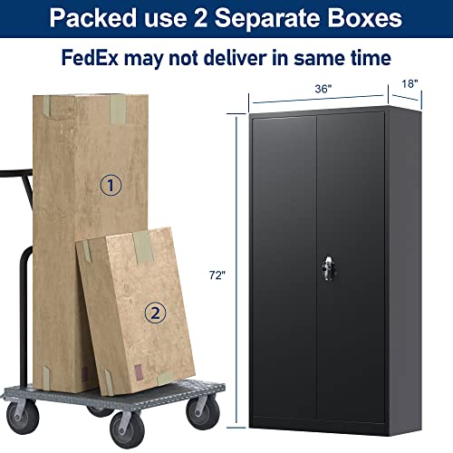 Aobabo Storage Cabinet With Doors, Metal Cabinet With 4 Shelves,Assembley Required (72'' Tall, Black)… #TOP4