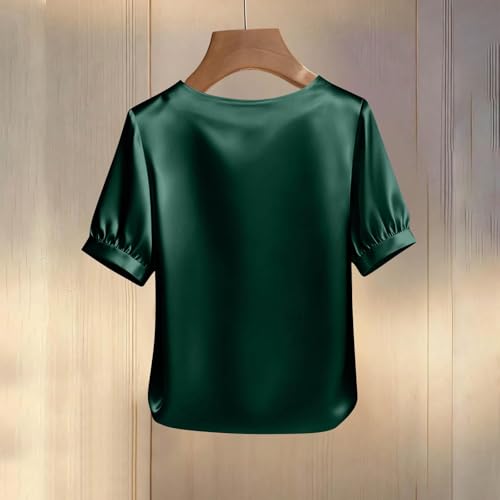 Chemisier d'été en satin anti-plis avec col en V fluide - 3