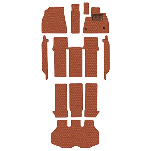 [次世代レザーマット]Aviles トヨタ 互換品 新型 ノア ヴォクシー 90系 フロアマット + トランクマット(01:形状1, 09:カーボン柄 × 茶色)