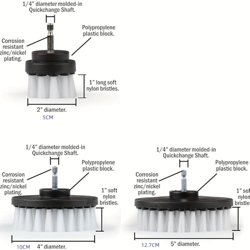 Bürste für Teppiche, Polster und Lederbürsten, schnell wechselbar, weich, Weiß, 3 Stück