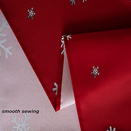Linnovo Decorative Christmas Tablecloth, Wrinkle And Water Resistant Holiday Table Cloth For Square And Rectangle Tables, Polyester Fabric Red Table Cover 60 X 84 Inch, Gradient Solid Snowflake #TOP5