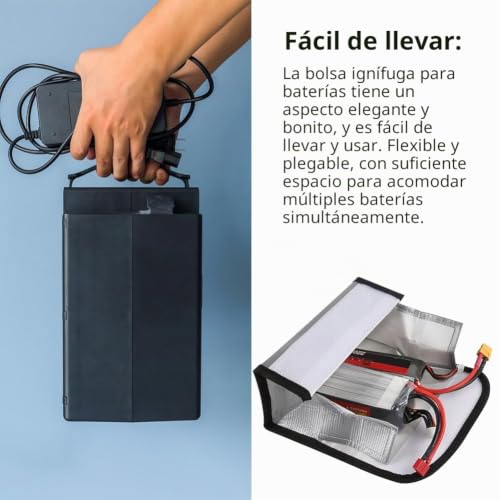Miniatura 7 de Bolsa De Batería De Lipo Safe,Bolsa De Seguridad Para Batería,Bolsa De Protección De Seguridad Ignífuga,Lipo Batería Caja De Seguridad