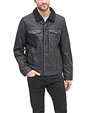 Levi's Men's Faux Leather Sherpa Trucker Jacket, Black, X-Large