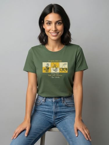 Image of Nobero Women's Graphic Printed T-Shirt | Regular Fit 180 GSM Cotton Tee for Women | Comfortable Round Neck Casual Wear