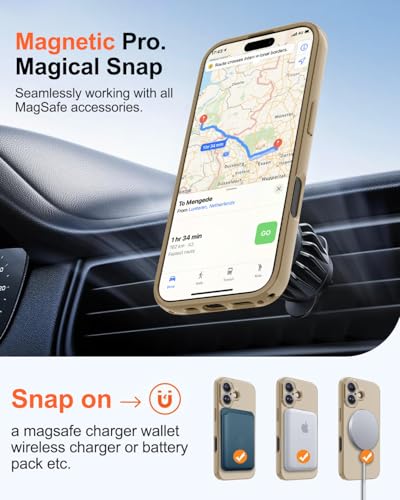 Image of Magnetic for iPhone 16 Plus Case,Shockproof Matte Cover,Desert Gold | with Screen Protector,Compatible with MagSafe,Military Grade Drop Protection,Full Camera Protection,Non-Slip Design Case
