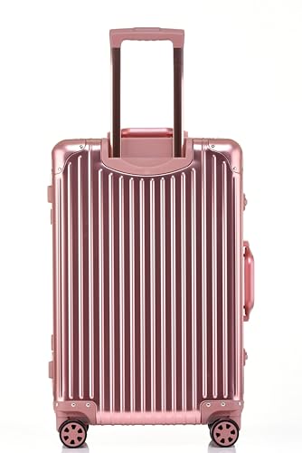 Image of PYB Autograph - Premium Full Aluminium Trolley Bags for Travel, Zipless Cabin Suitcase with TSA Lock, Noiseless 360 Rotating 8 Wheels, Compression Pads and Divider (Pink)