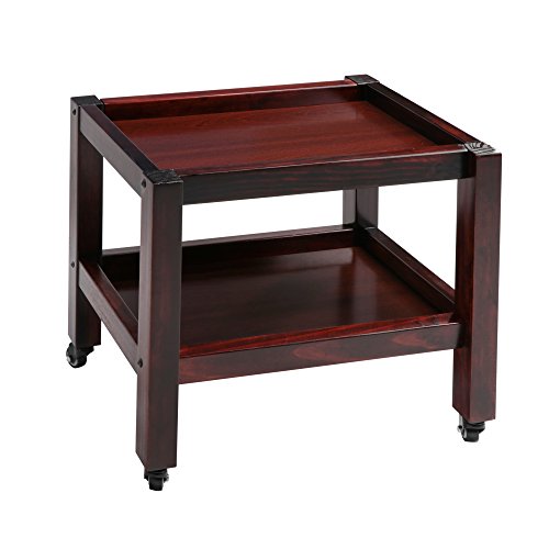 Master Massage Wooden 2-Tier Rolling Cart Large Mobile Trolley with Wheels for Salon Spa Tattoo Clinics Office Home Use, Walnut