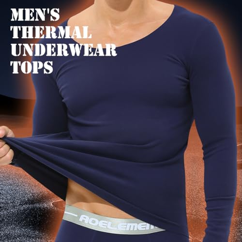 Ouruikia Men's Thermal Underwear Tops Fleece Lined Thermal Shirts Undershirt Crew Top Base Layer Shirt4